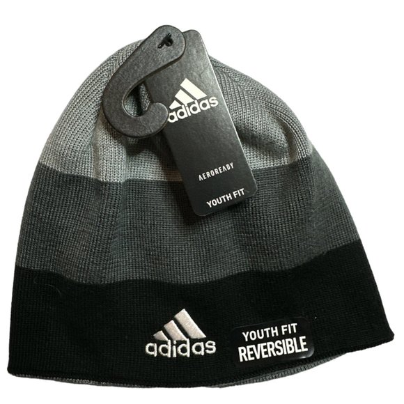 ADIDAS Youth Beanie Hat Reversible Winter Snow Outdoors Warm NWT OS - Picture 1 of 6